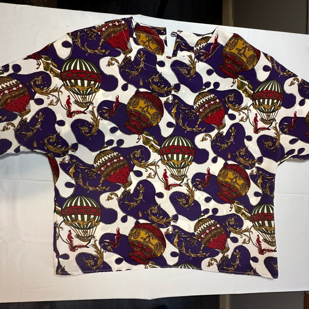 Colorful Hot Air Balloon Print Blouse